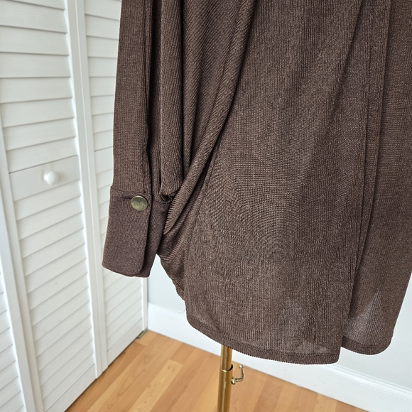ZARA Brown Ribbed Knit Dolman Sleeve Top Size S Slouchy Minimal Cozy Chic Fall - Picture 7 of 12
